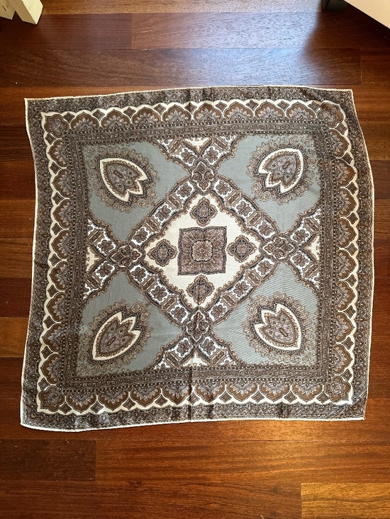 Vintage Brown Square Paisley Scarf - Picture 2 of 6